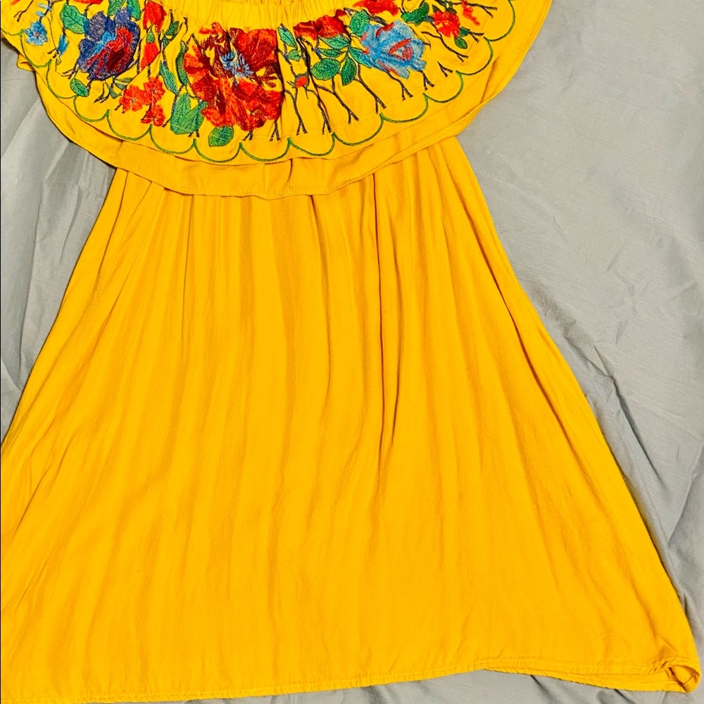 Umgee Mango Embroidered Ruffle Off Shoulder Dress - Picture 4 of 7